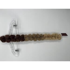 Lorenzo 100% Rabbit Fur Scarf Italy Brown Ombre Pom Winter Wrap NWT